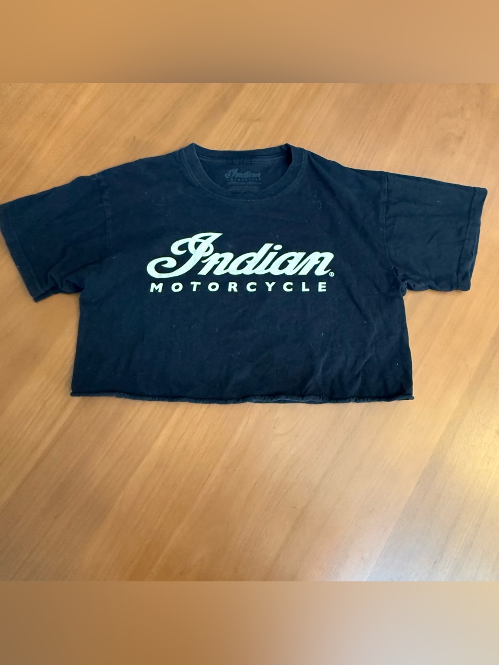 Vintage Women's Black Indian Motorcycle Cropped T